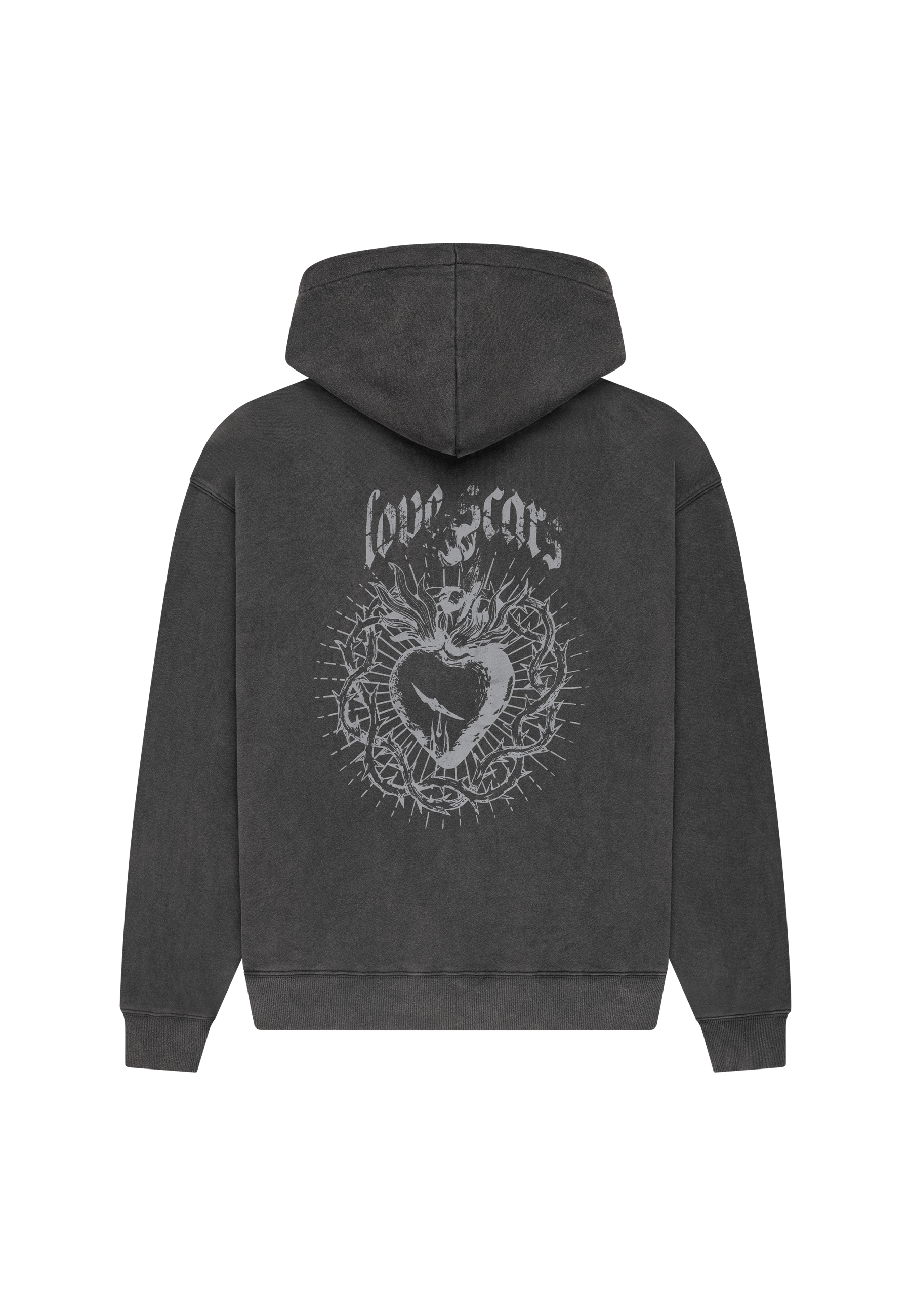 VINTAGE HEART HOODIE BLACK WASHED