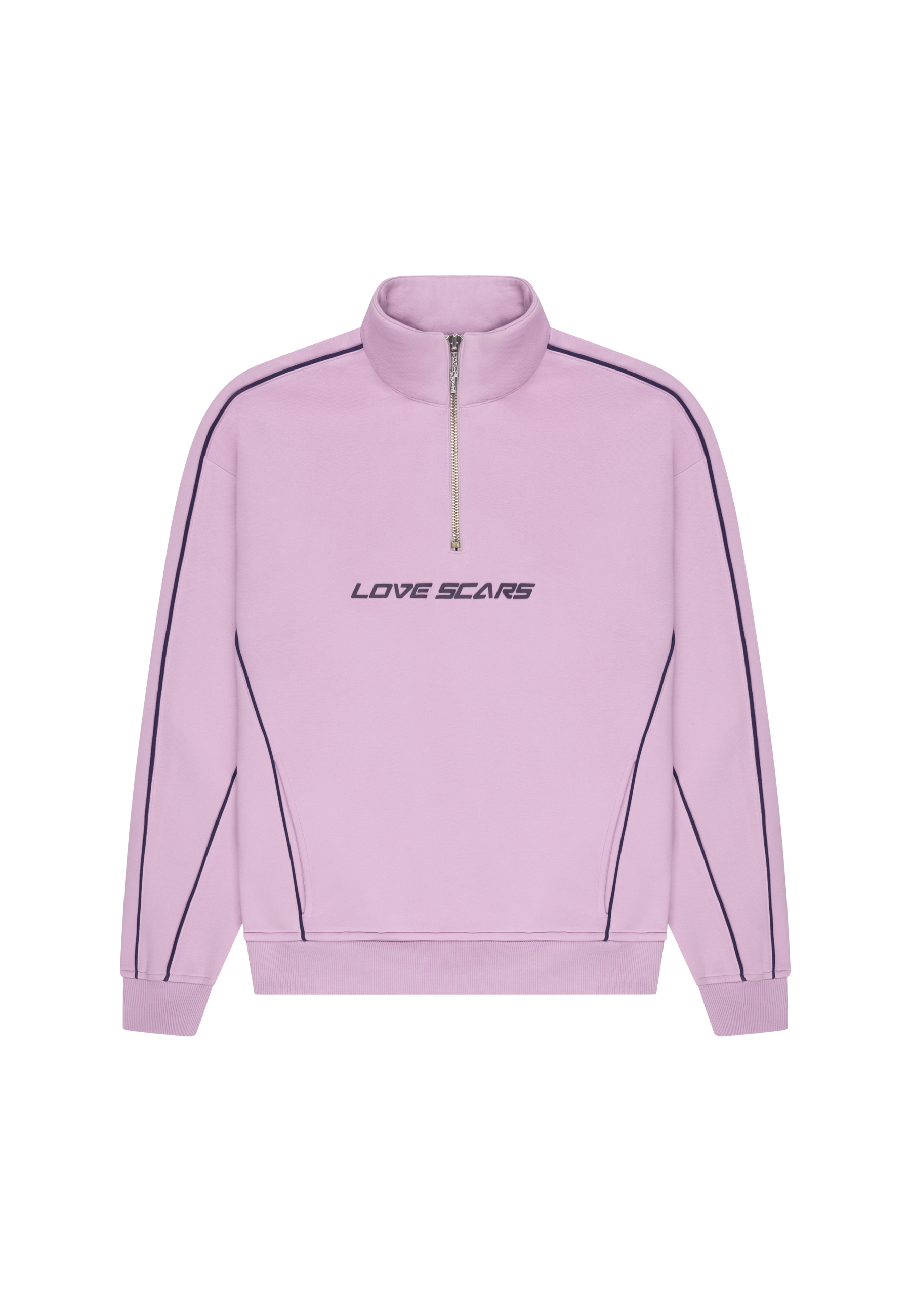 PIPING HALF-ZIP SWEATER FADED LILAC