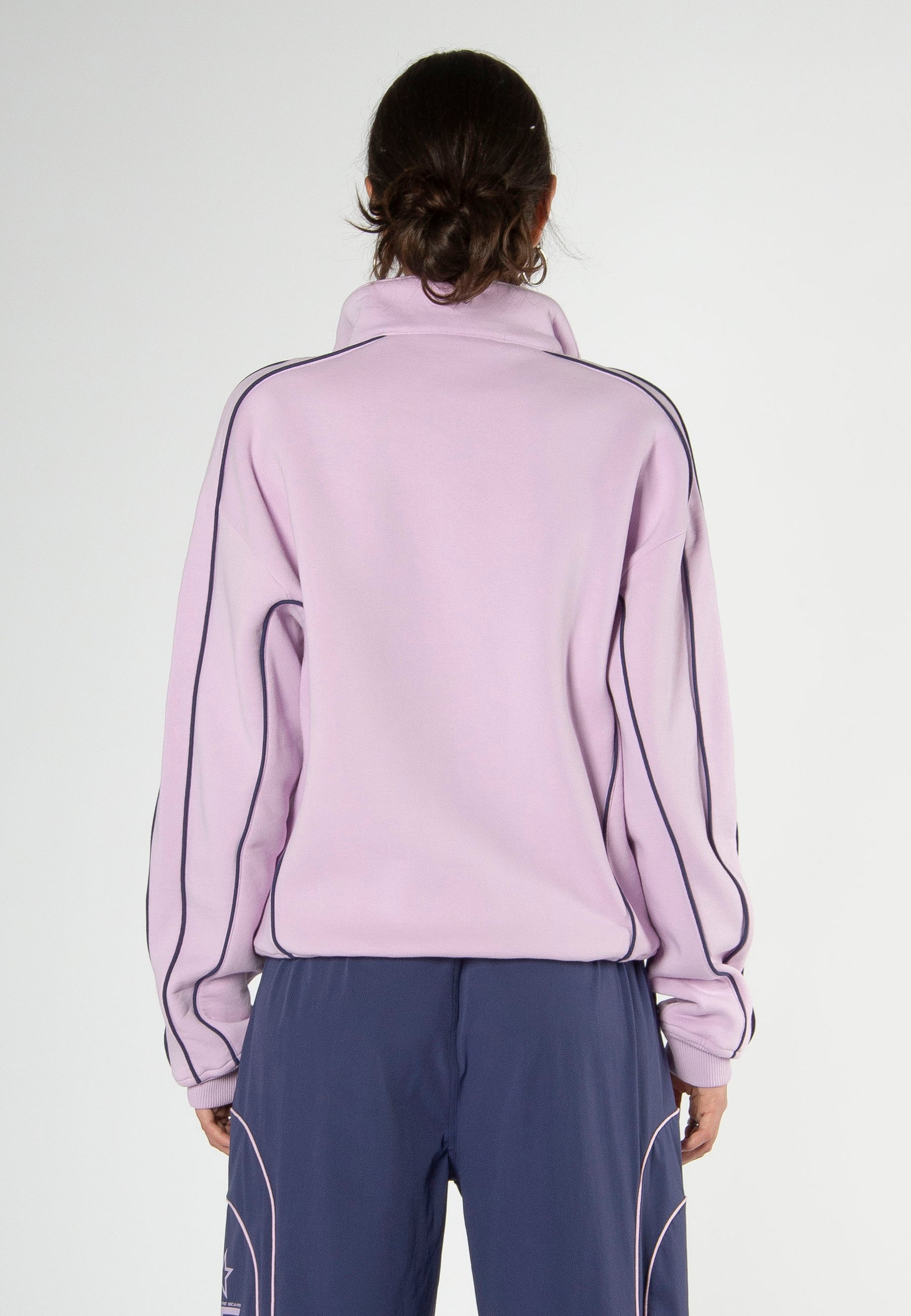 PIPING HALF-ZIP SWEATER FADED LILAC