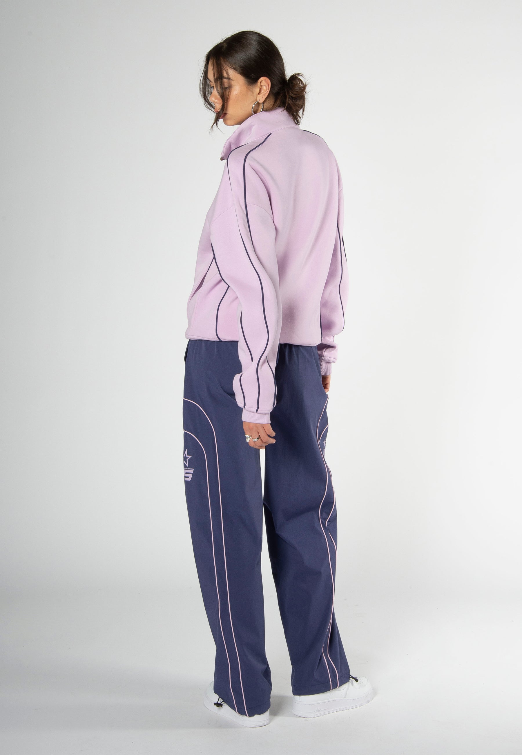 PIPING HALF-ZIP SWEATER FADED LILAC