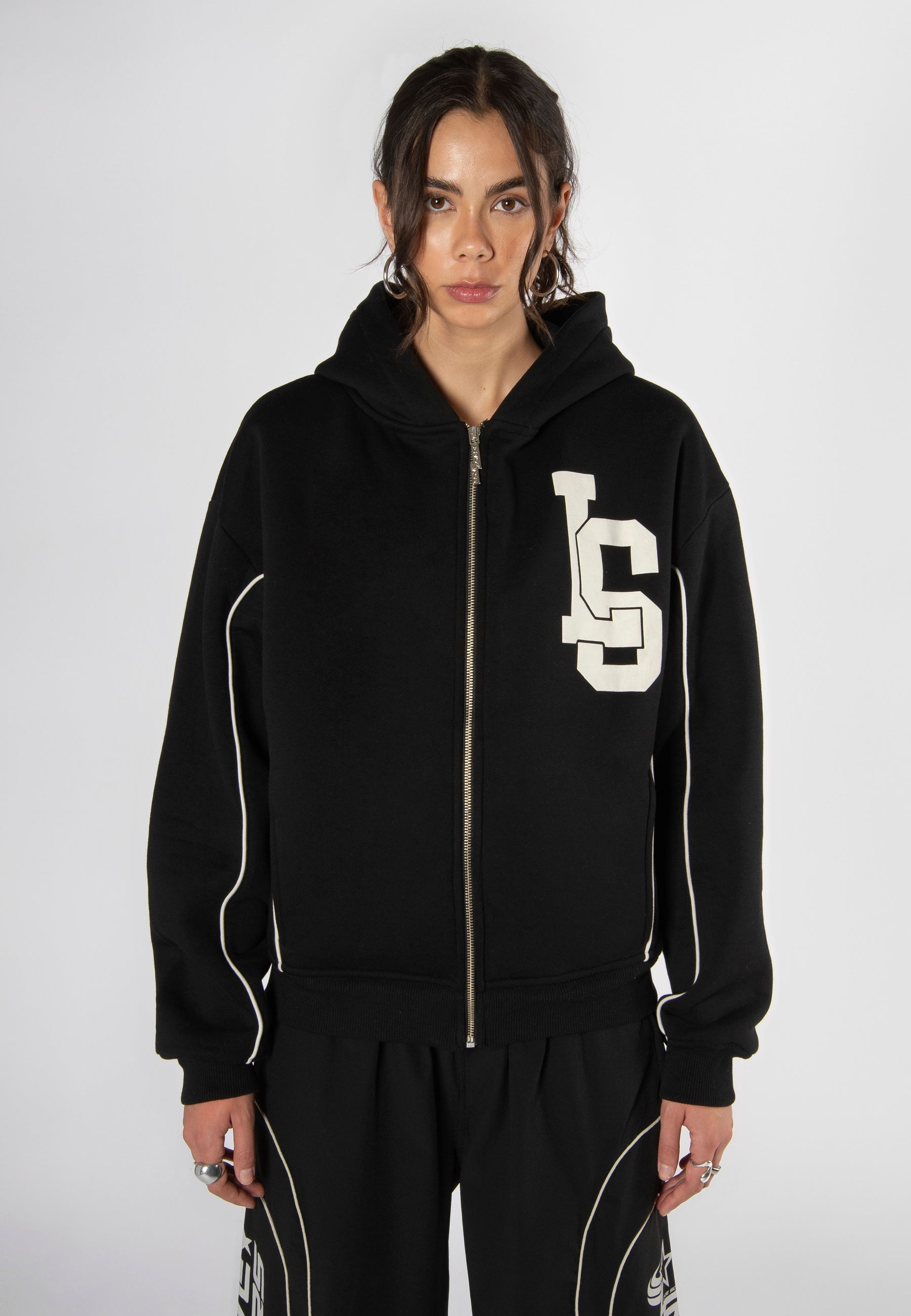 PIPING ZIP-HOODIE BLACK