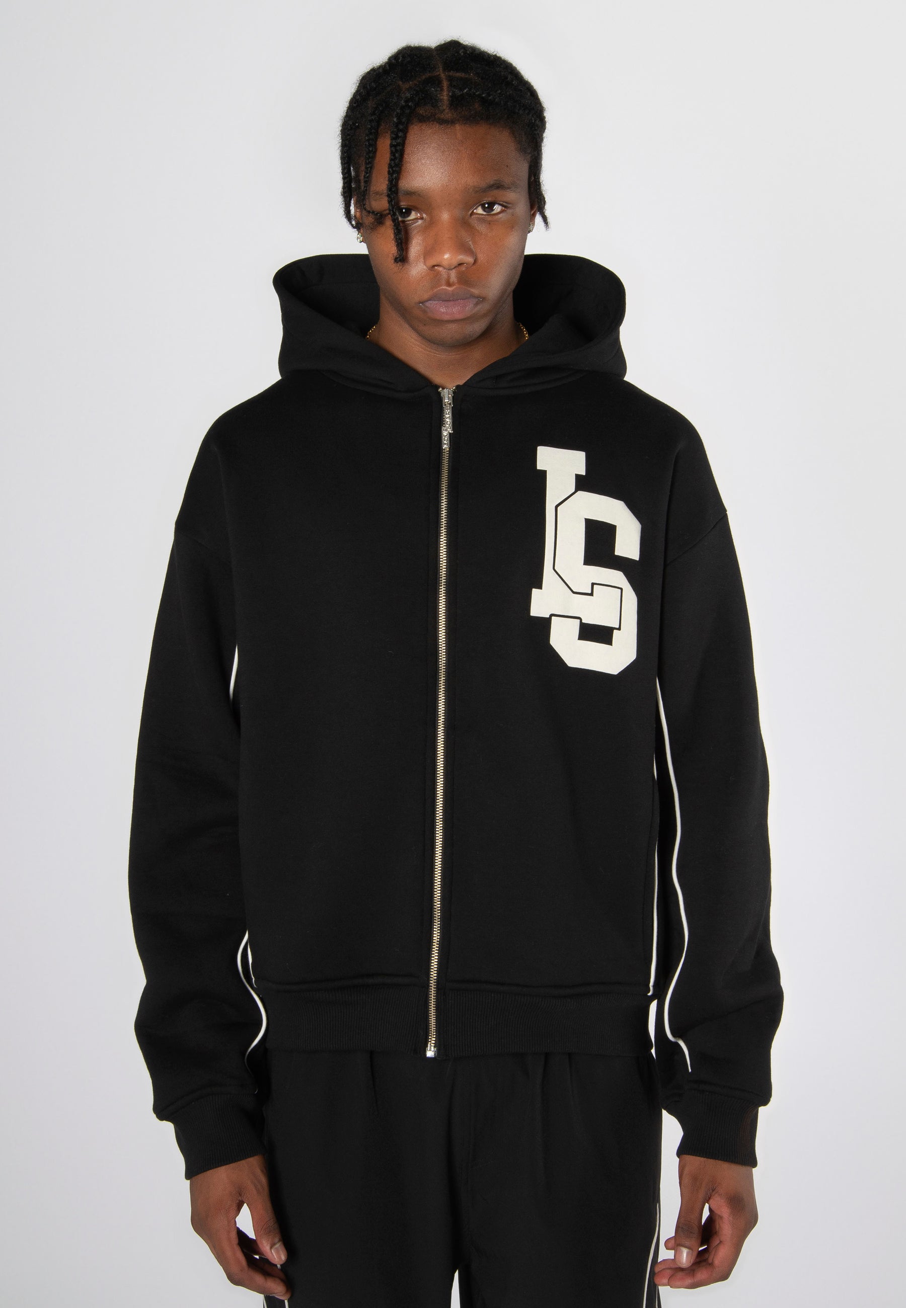 PIPING ZIP-HOODIE BLACK