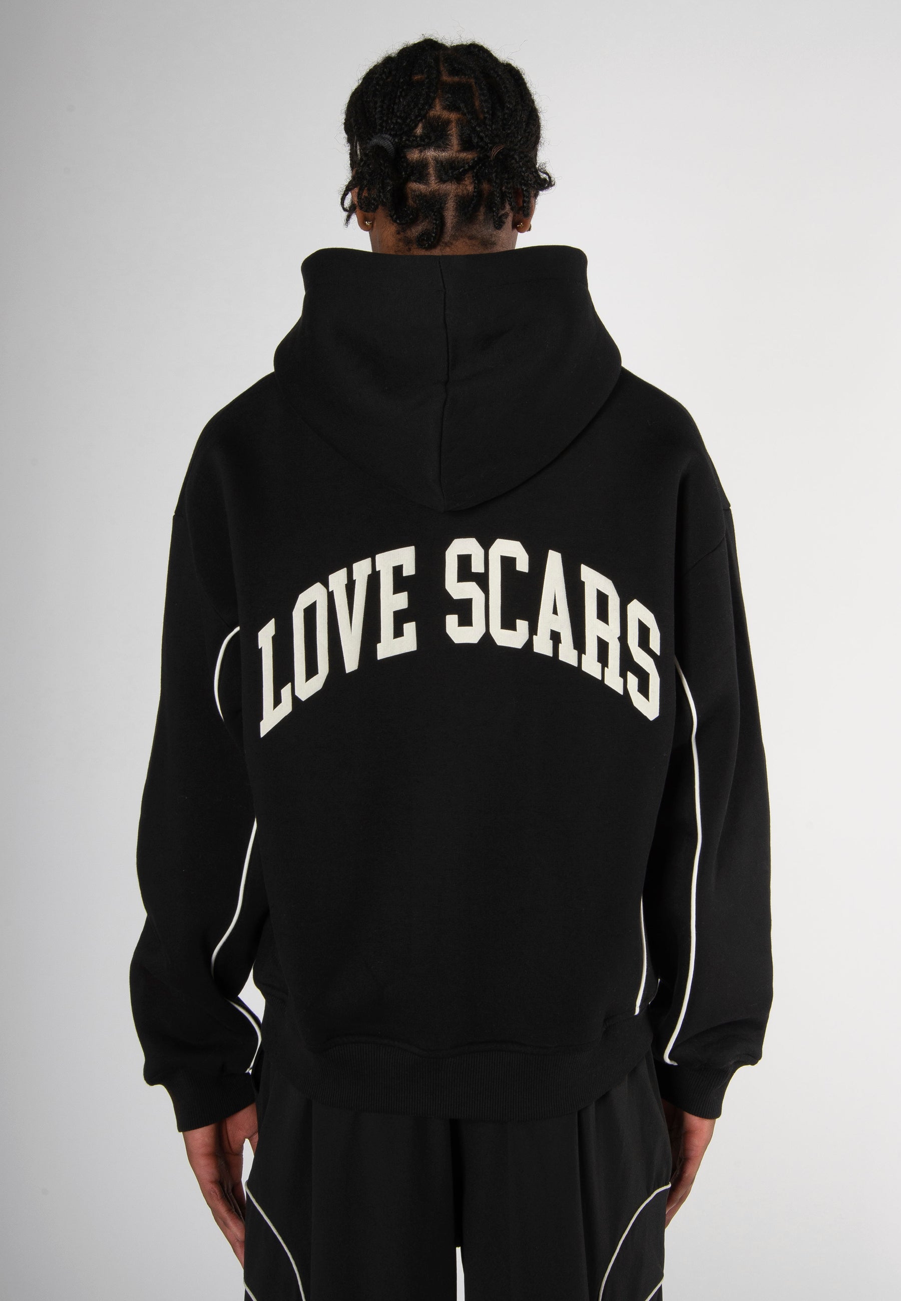 PIPING ZIP HOODIE BLACK L