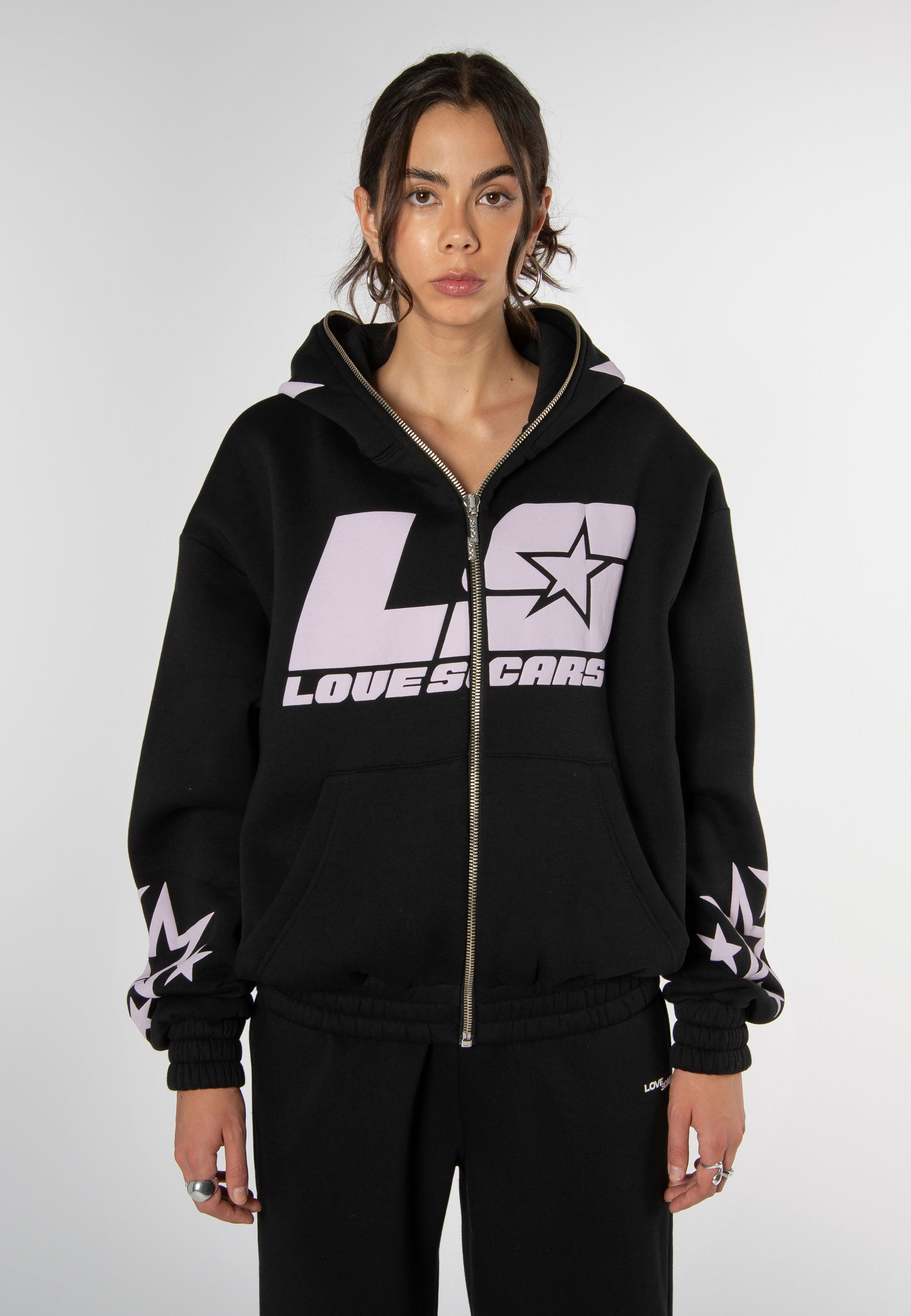 STAR FULL-ZIP HOODIE BLACK