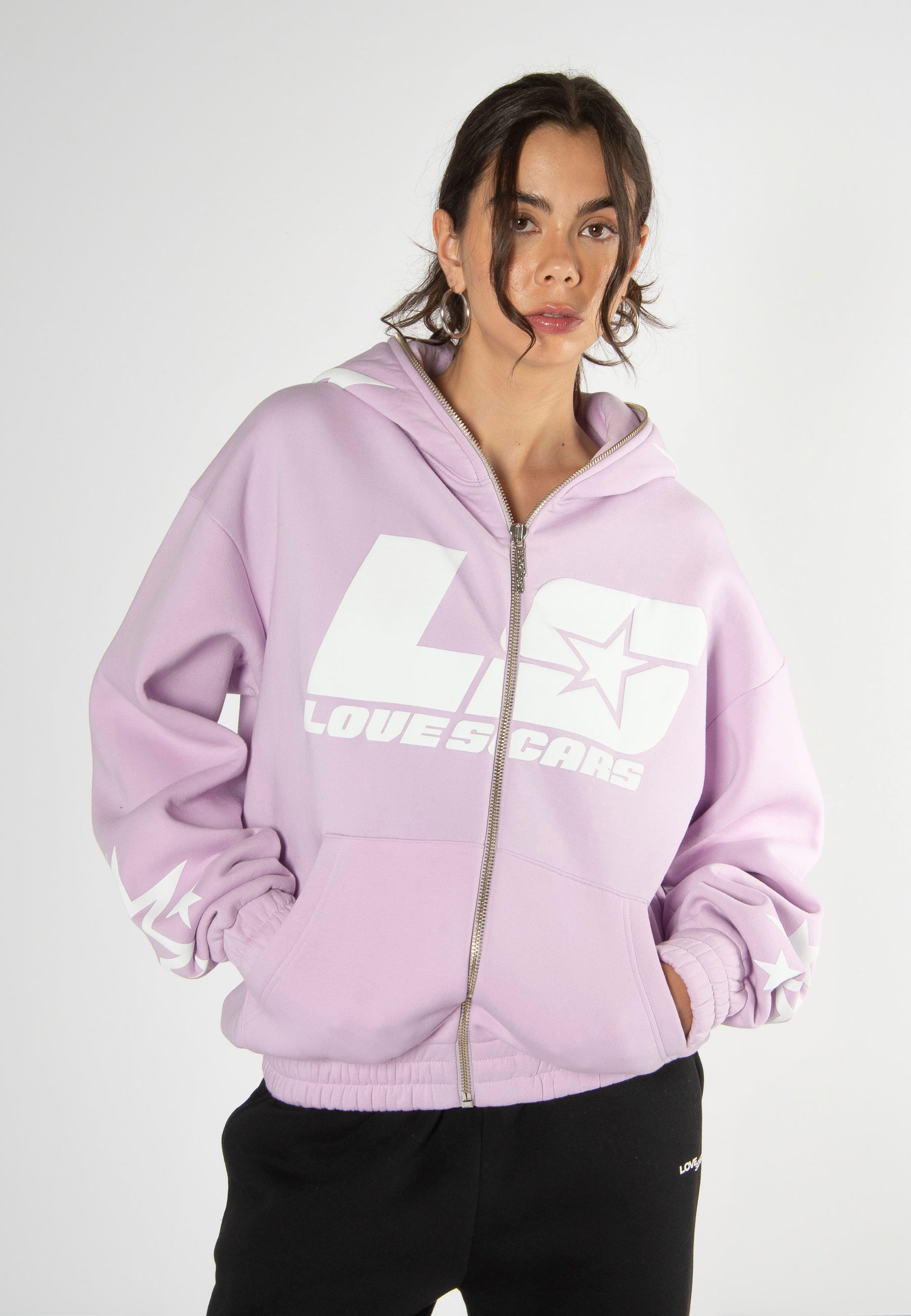 STAR FULL-ZIP HOODIE FADED LILAC