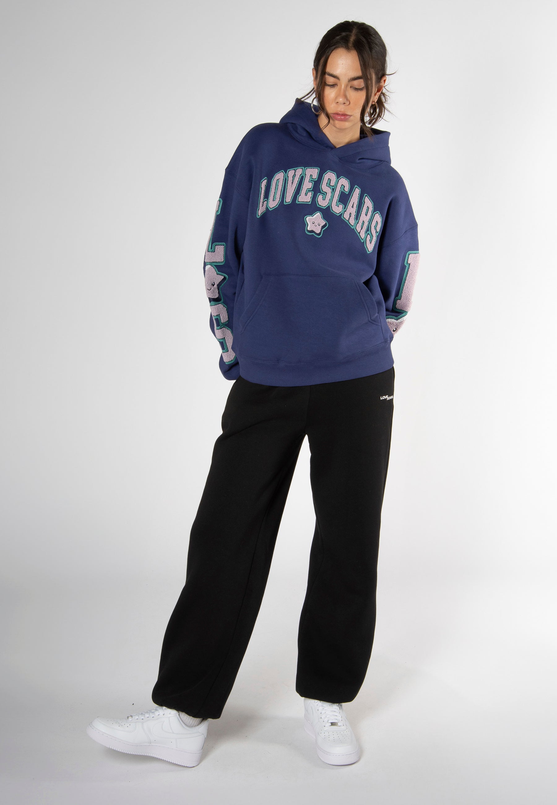 COLLEGE STAR HOODIE DARK PURPLE