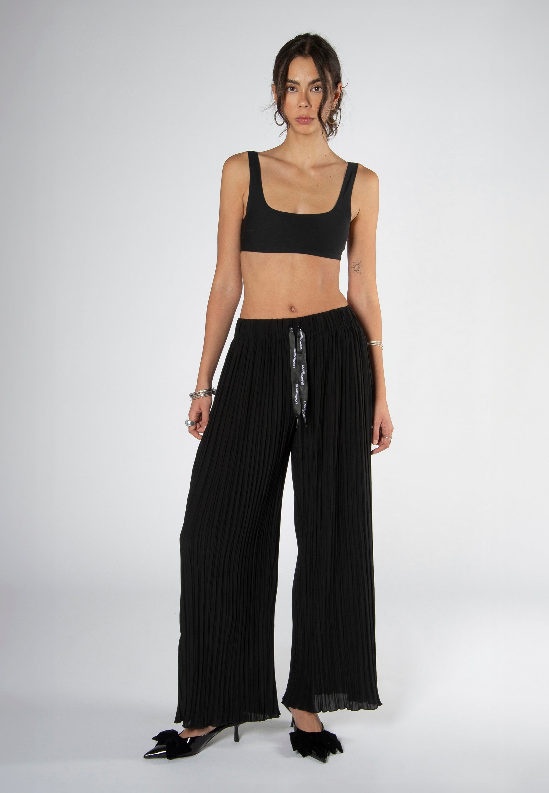 PLISSEE PANTS BLACK