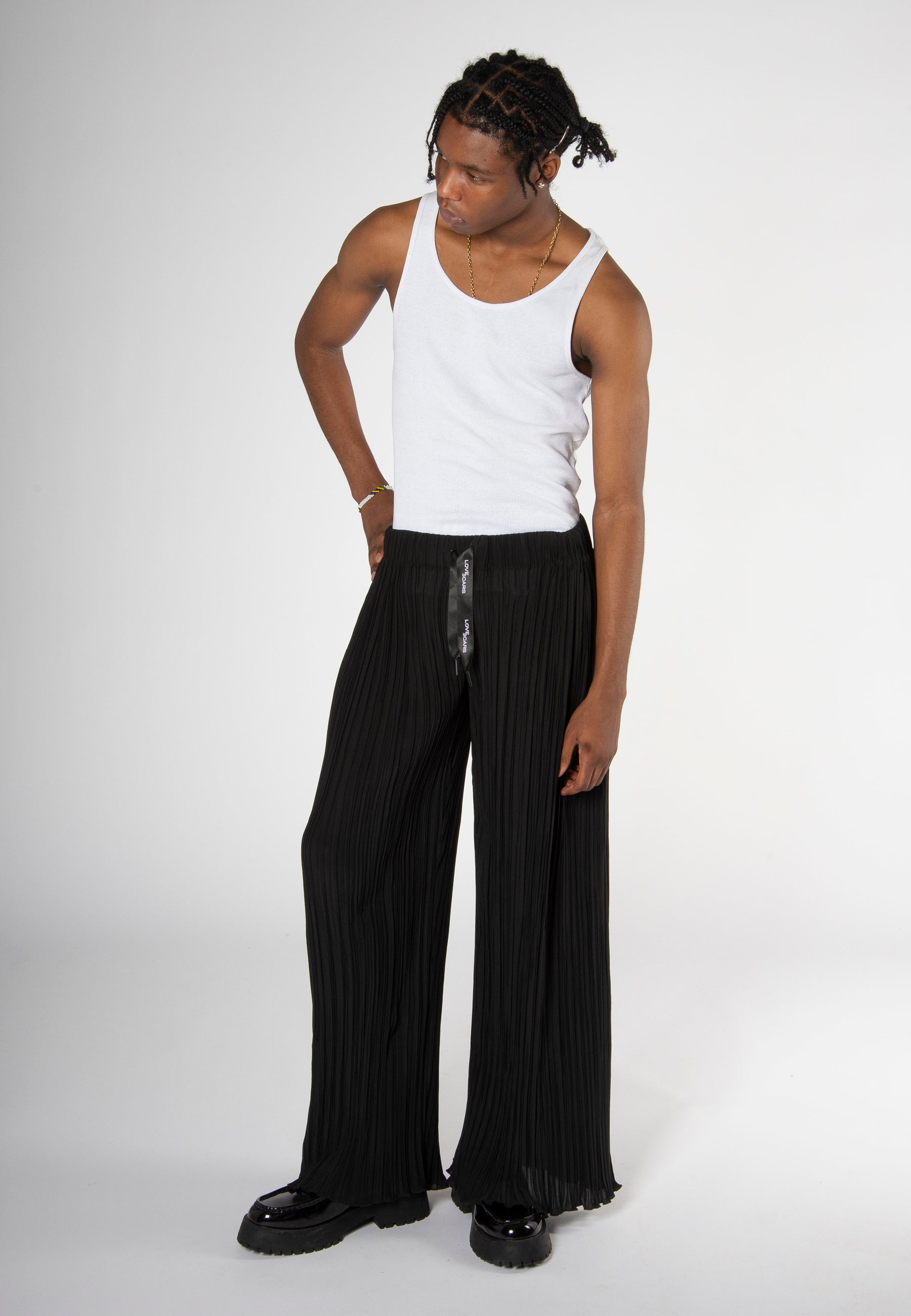 PLISSEE PANTS BLACK