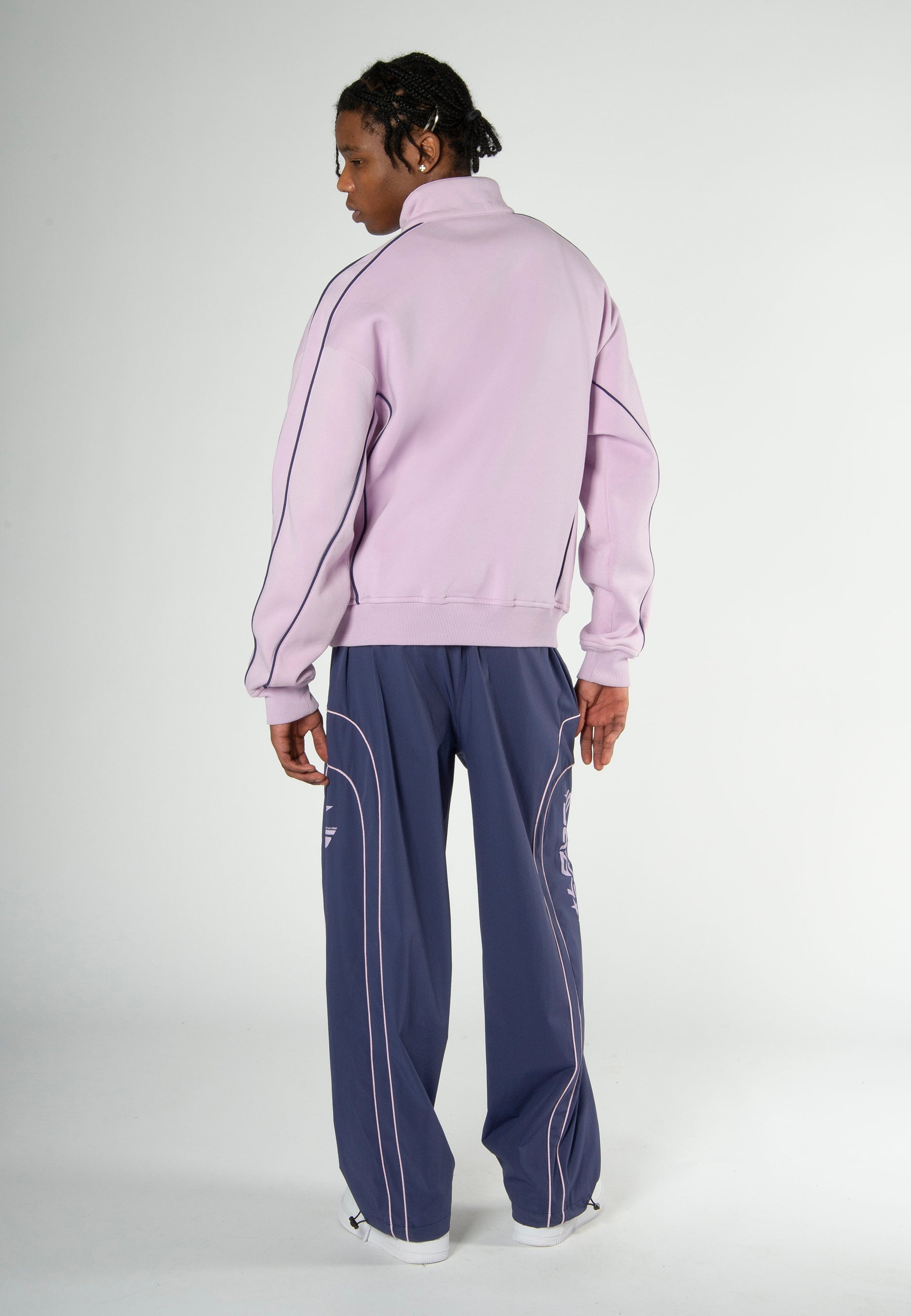 PIPING HALF-ZIP SWEATER FADED LILAC