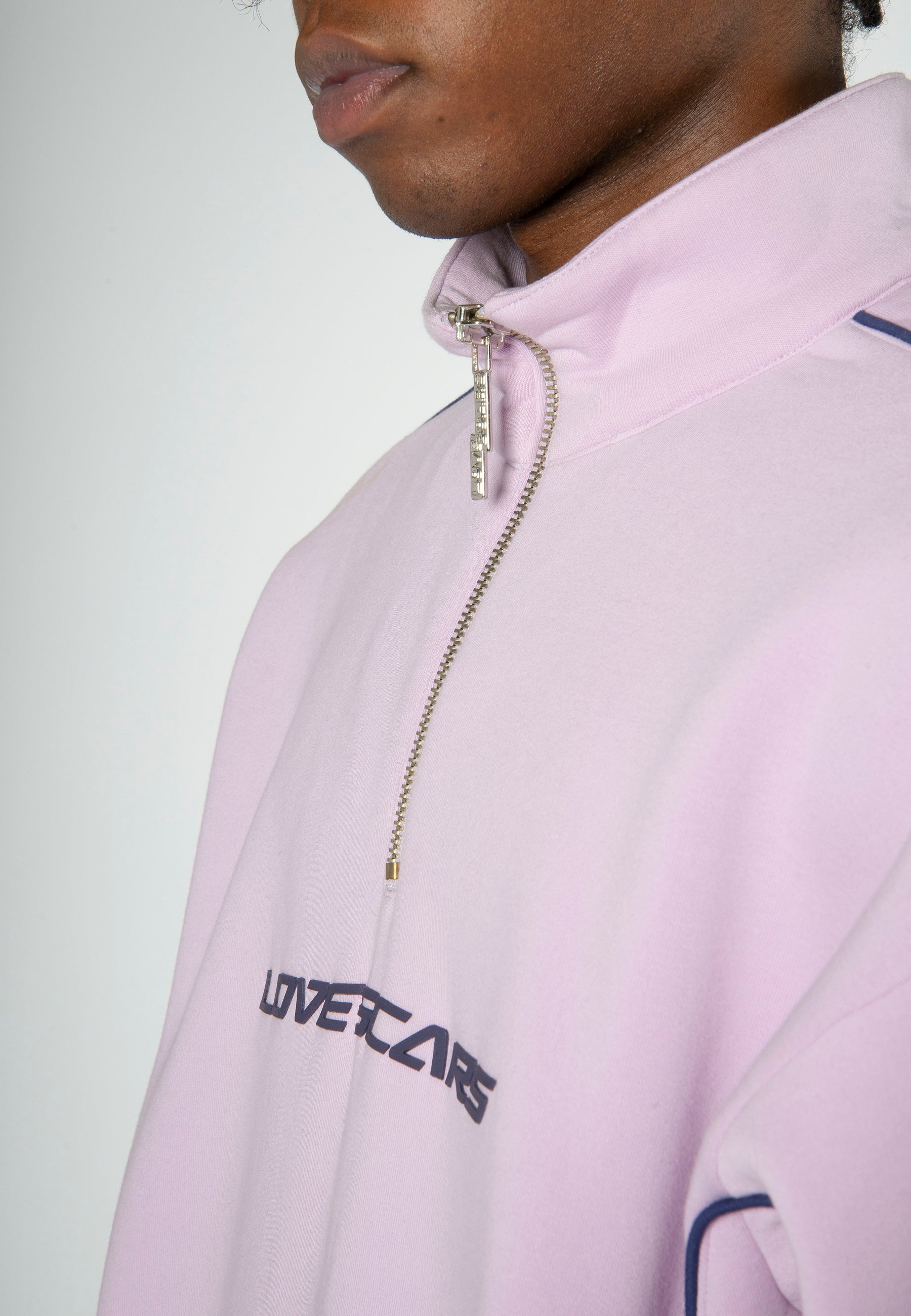 PIPING HALF-ZIP SWEATER FADED LILAC