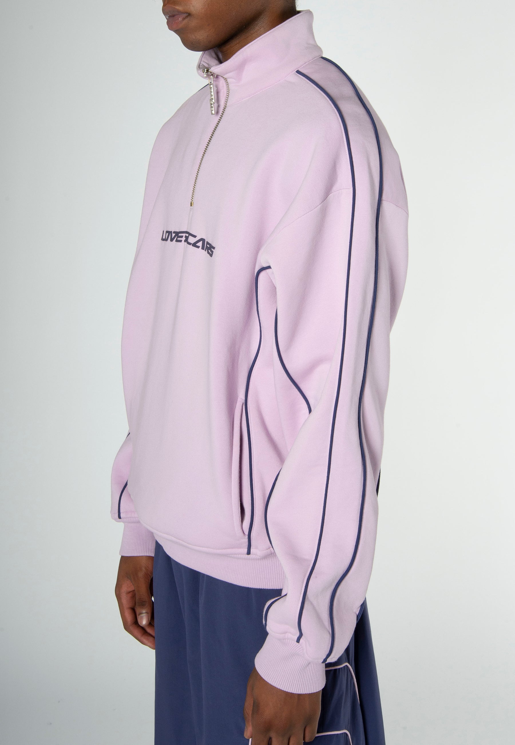 PIPING HALF-ZIP SWEATER FADED LILAC