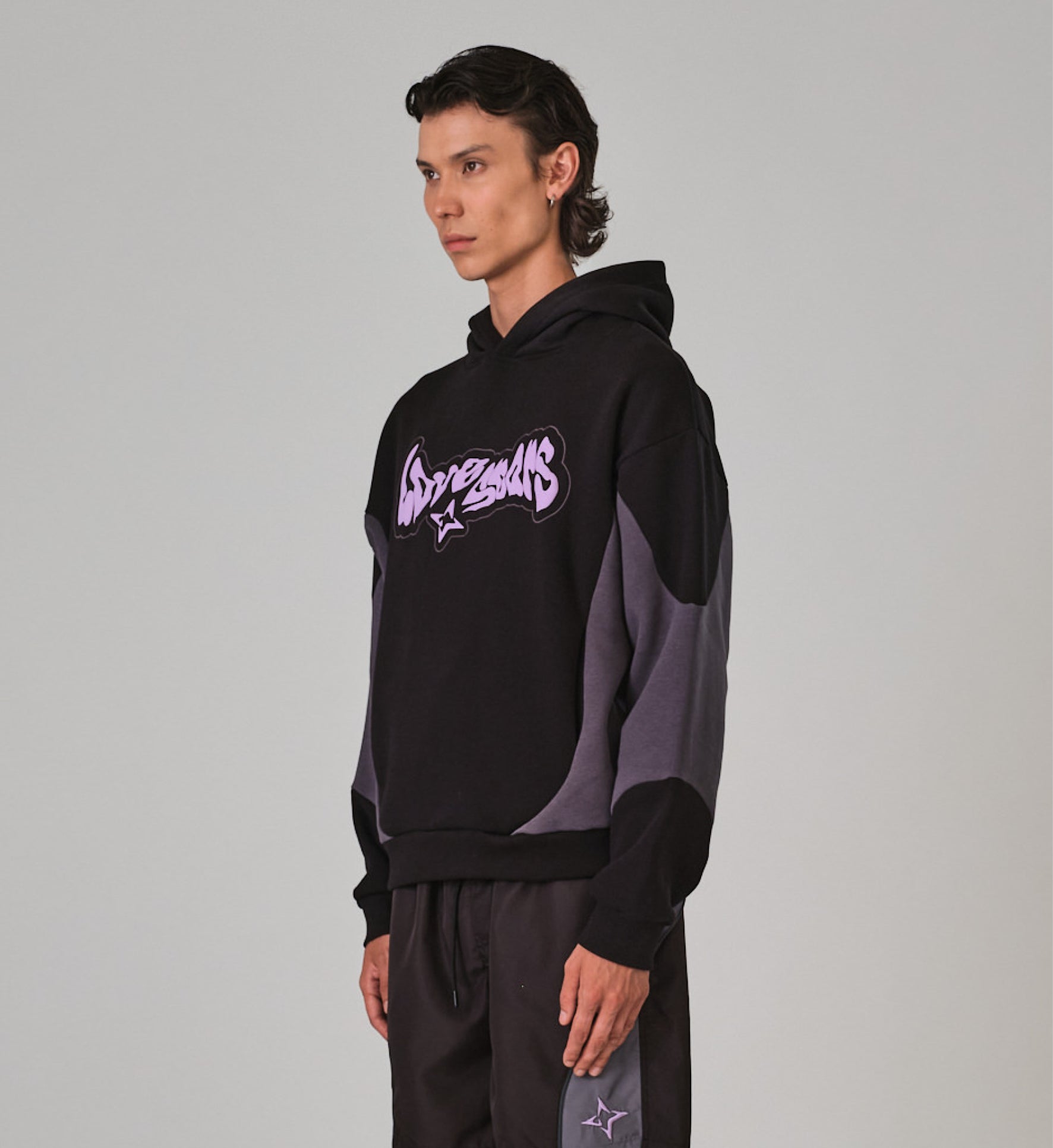 COSMIC PIPING HOODIE BLACK&ANTHRACITE
