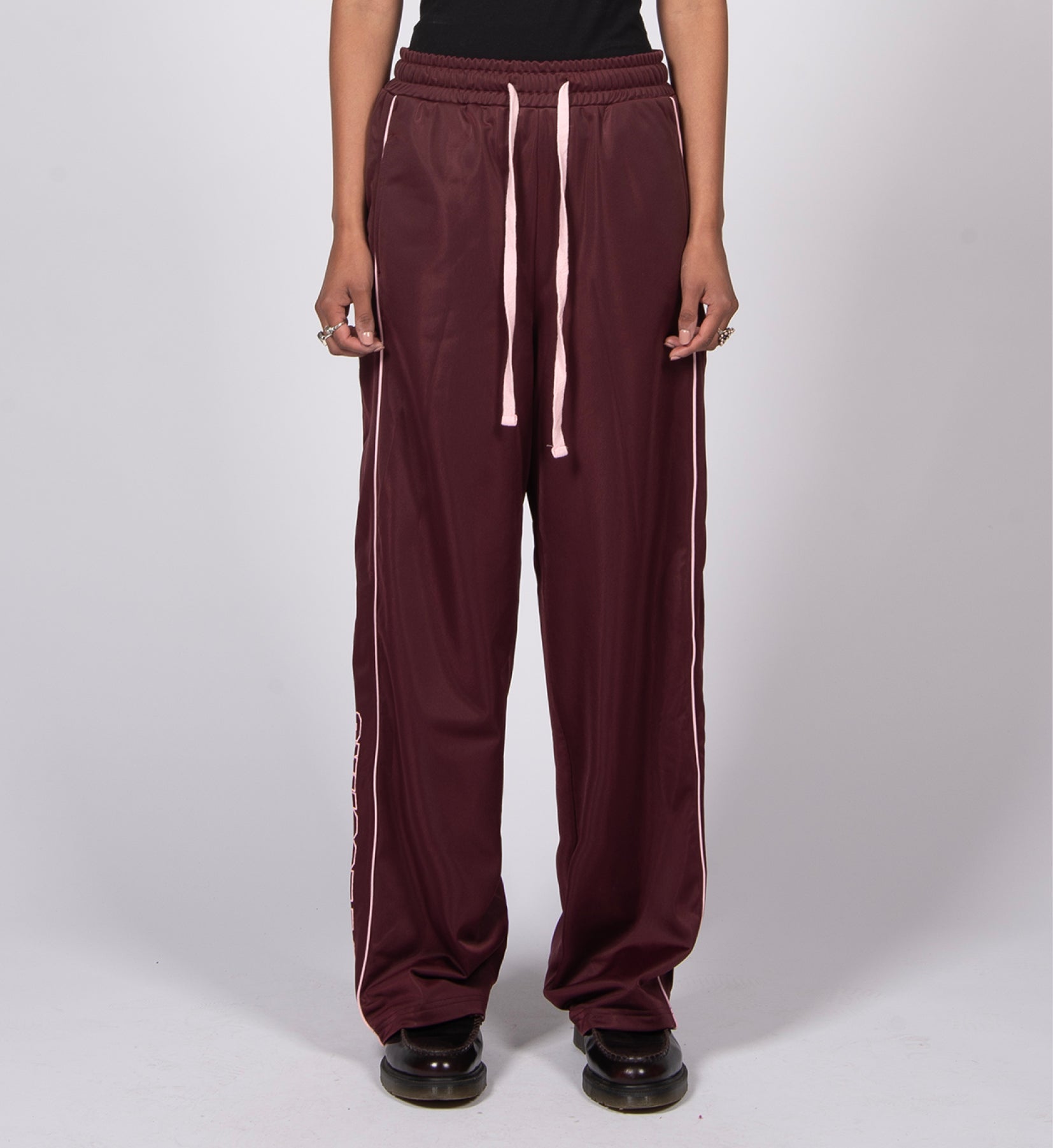 ACADEMY WIDE LEG TRACK PANTS DARK RED