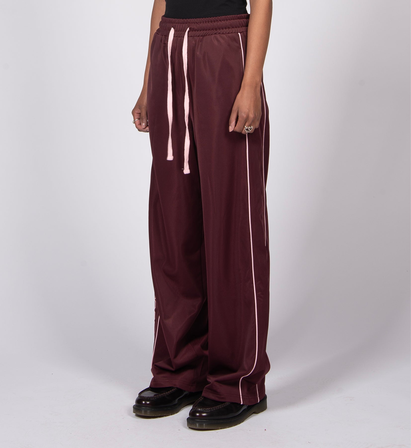 ACADEMY WIDE LEG TRACK PANTS DARK RED