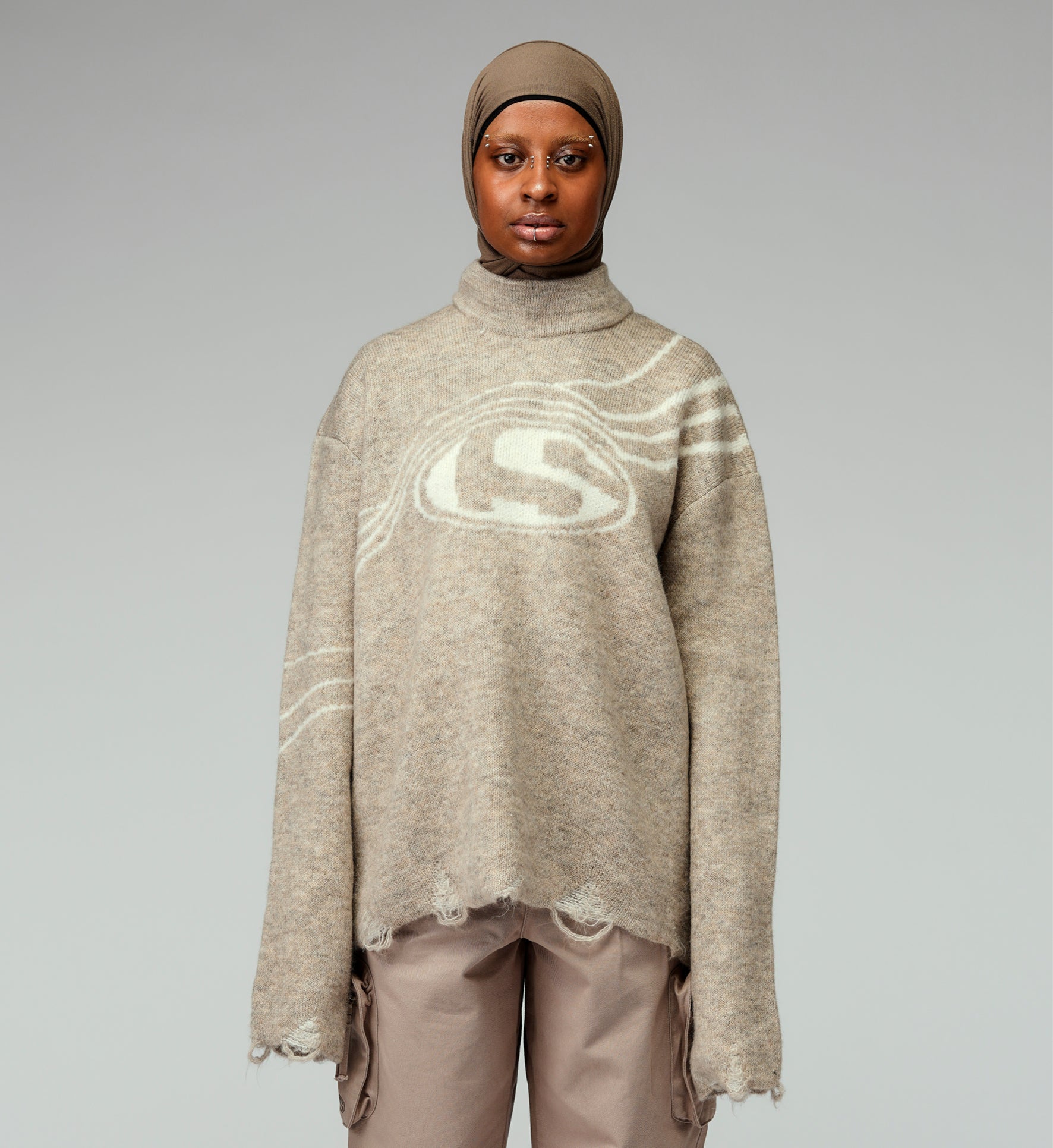 OVERSIZED KNIT BEIGE MELANGE