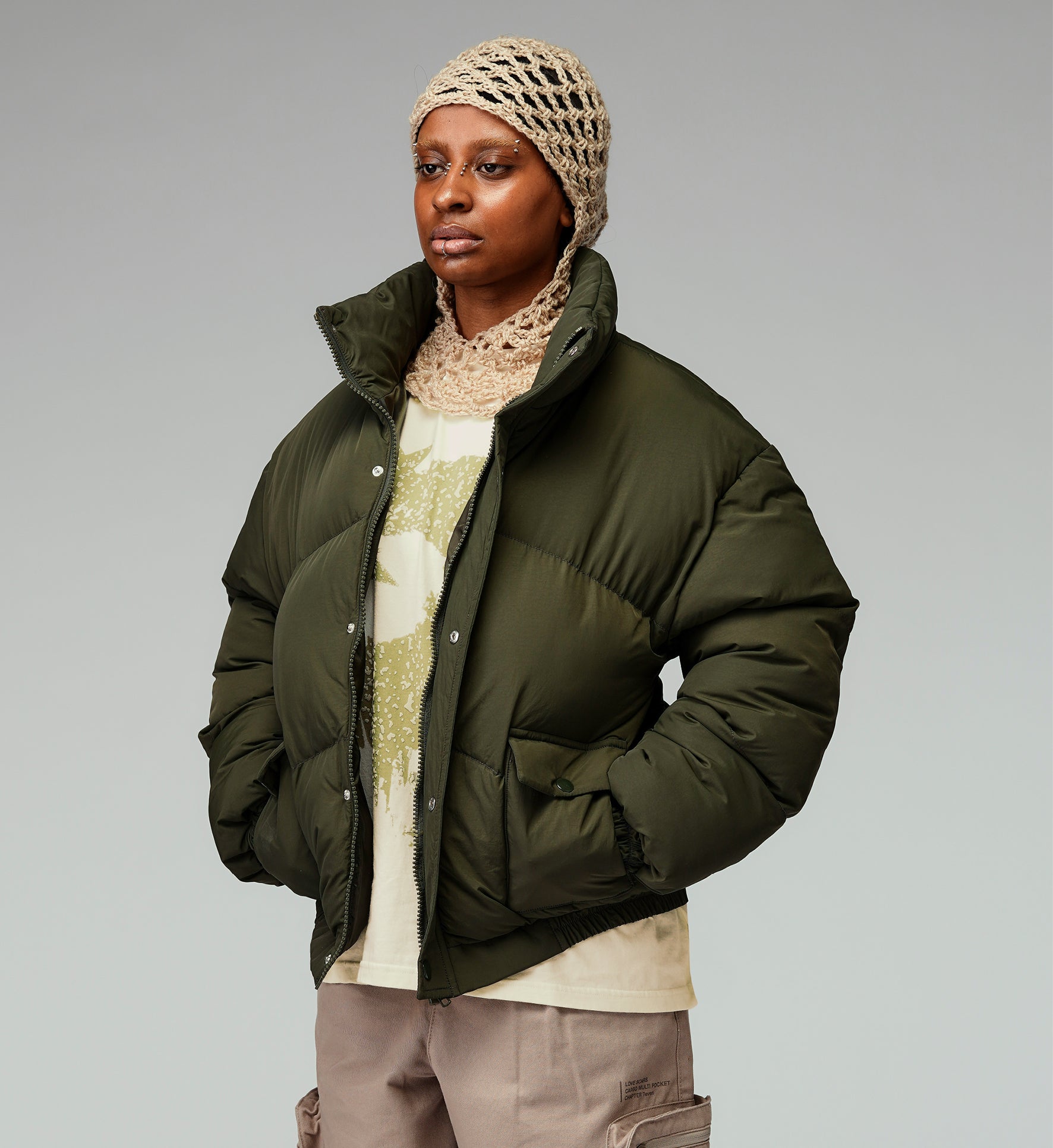 STAR PUFFER JACKET KHAKI