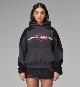 PANELED RACING HOODIE ANTHRA&BLACK