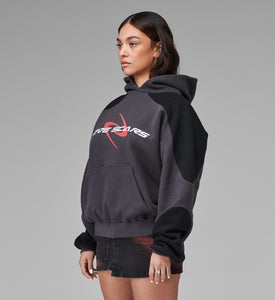 PANELED RACING HOODIE ANTHRA&BLACK