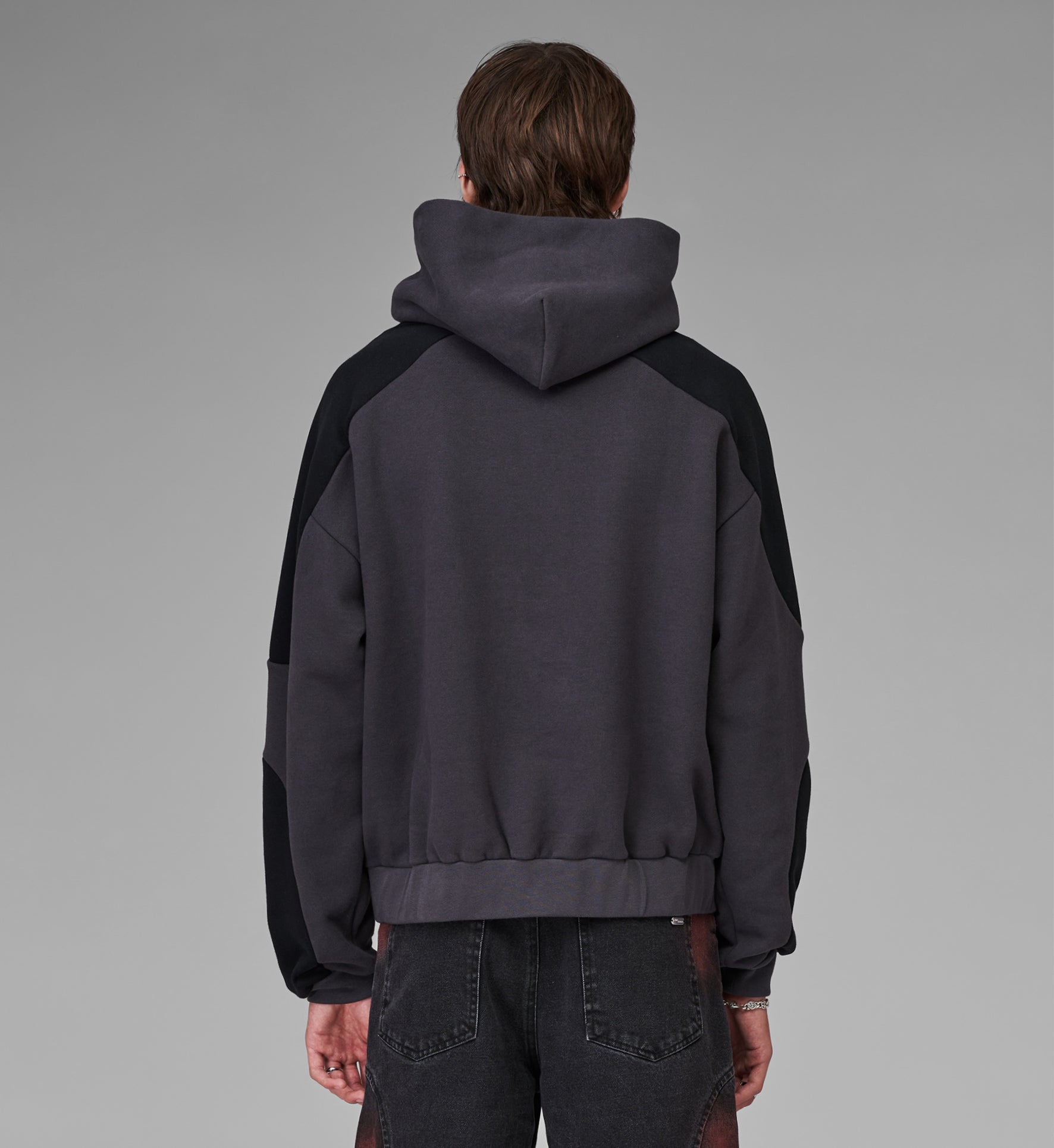 PANELED RACING HOODIE ANTHRA&BLACK