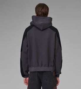 PANELED RACING HOODIE ANTHRA&BLACK