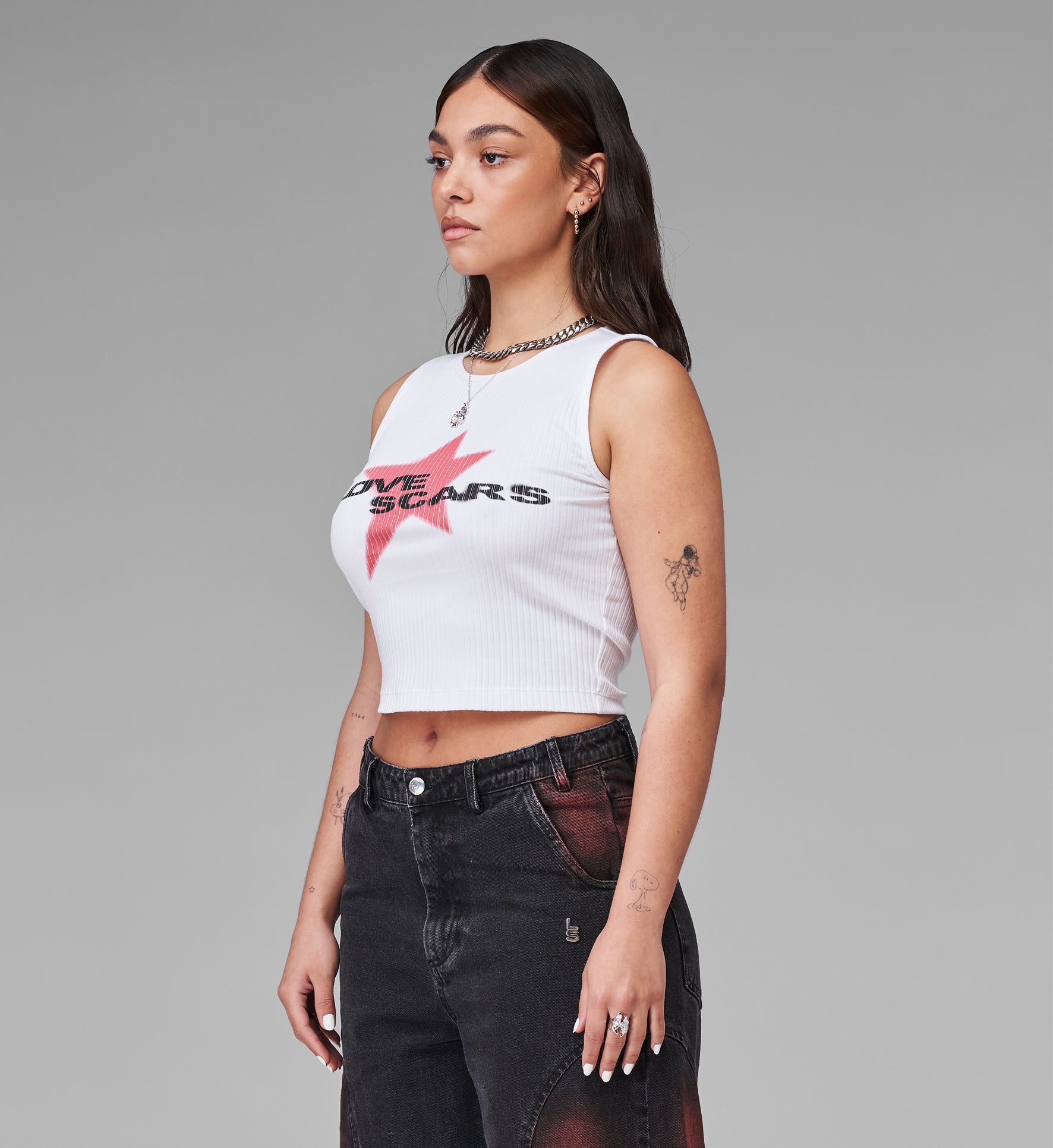 LOGO RIB TANK WHITE